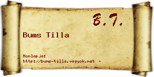 Bums Tilla névjegykártya